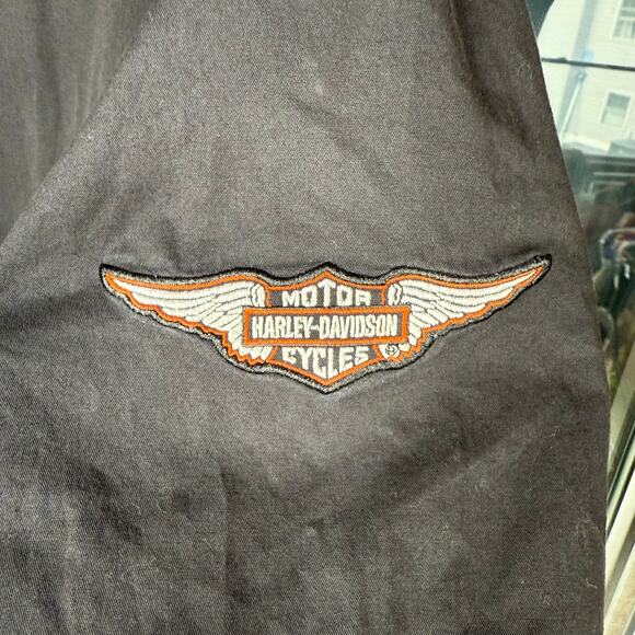 VTG Harley Davidson Motorcycles 2XL Embroidered Garage Mechanic Retro Shirt Men - Picture 8 of 10